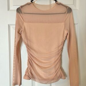 Elegant Sheer Peach Long Sleeve Top
